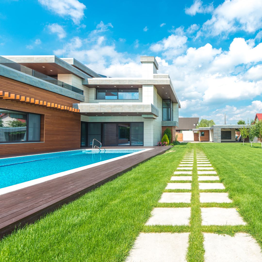 pool next to green grass