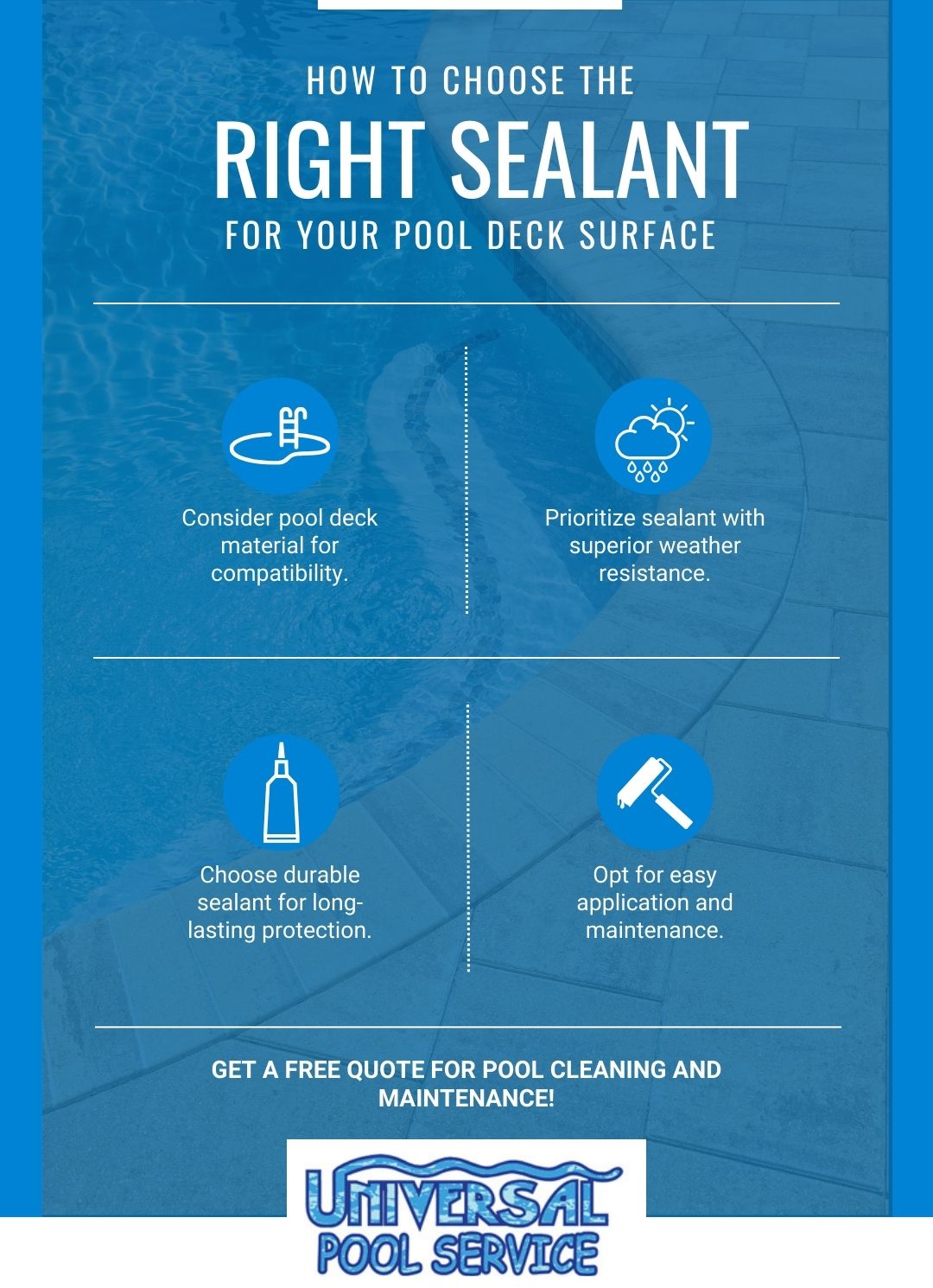 infographic with tips for choosing the right pool deck sealant