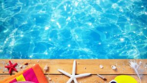 pool water and seashells