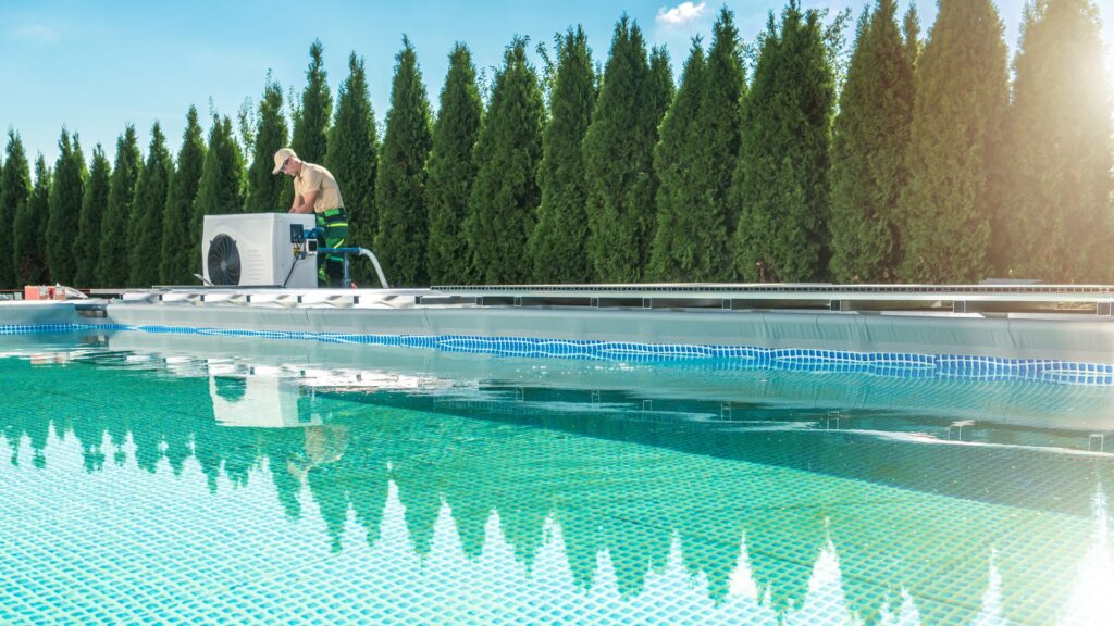 Person installing a pool heater