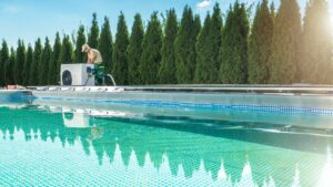 Person installing a pool heater