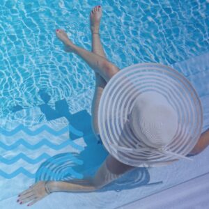 relaxing in the pool