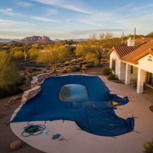 A pool covered for winterization