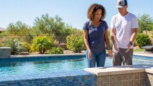 man and woman near pool