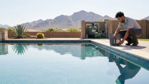 man cleaning Goodyear pool